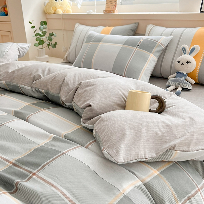 91家纺网 家纺一手货源 找家纺 爱诗诺家纺 2026新款100%全棉纯棉印花四件套【送货上门.多少都可以送】 里斯本灰