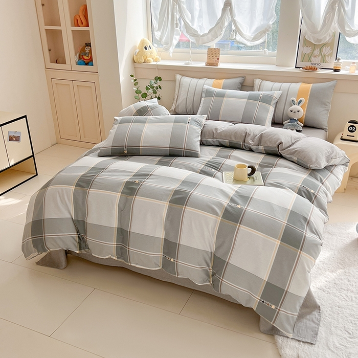 91家纺网 家纺一手货源 找家纺 爱诗诺家纺 2026新款100%全棉纯棉印花四件套【送货上门.多少都可以送】 里斯本灰