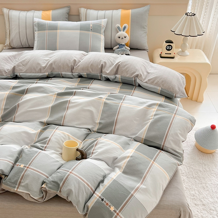 91家纺网 家纺一手货源 找家纺 爱诗诺家纺 2026新款100%全棉纯棉印花四件套【送货上门.多少都可以送】 里斯本灰