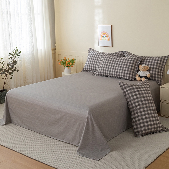 91家纺网 家纺一手货源 找家纺 爱诗诺家纺 2026新款100%全棉纯棉印花四件套【送货上门.多少都可以送】 优品阁-灰