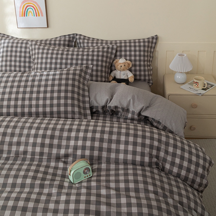 91家纺网 家纺一手货源 找家纺 爱诗诺家纺 2026新款100%全棉纯棉印花四件套【送货上门.多少都可以送】 优品阁-灰