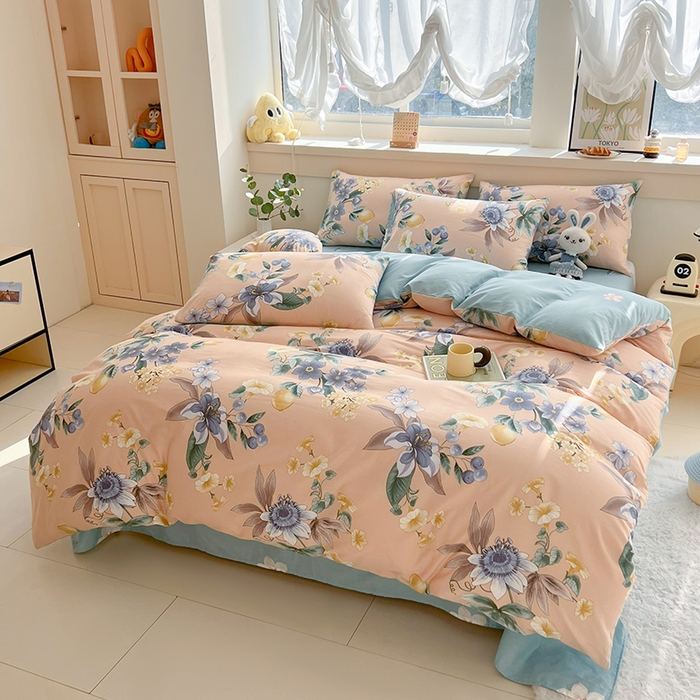 91家纺网 家纺一手货源 找家纺 爱诗诺家纺 2026新款100%全棉纯棉印花四件套【送货上门.多少都可以送】 优雅生活玉