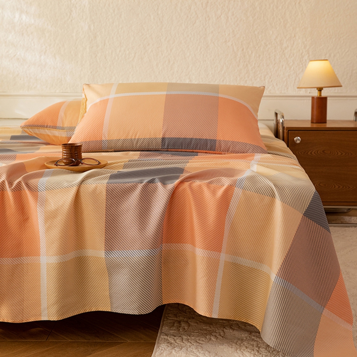 91家纺网 家纺一手货源 找家纺 八十八家纺 2026新款无印风全棉纯棉斜纹条格单床单床单单件单品床单 山南