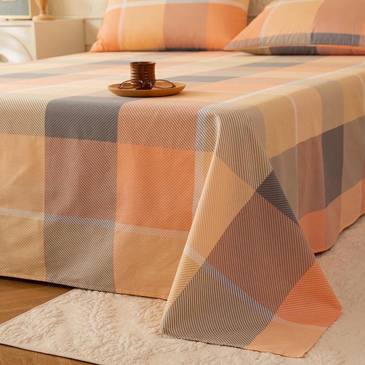 91家纺网 家纺一手货源 找家纺 八十八家纺 2026新款无印风全棉纯棉斜纹条格单床单床单单件单品床单 山南