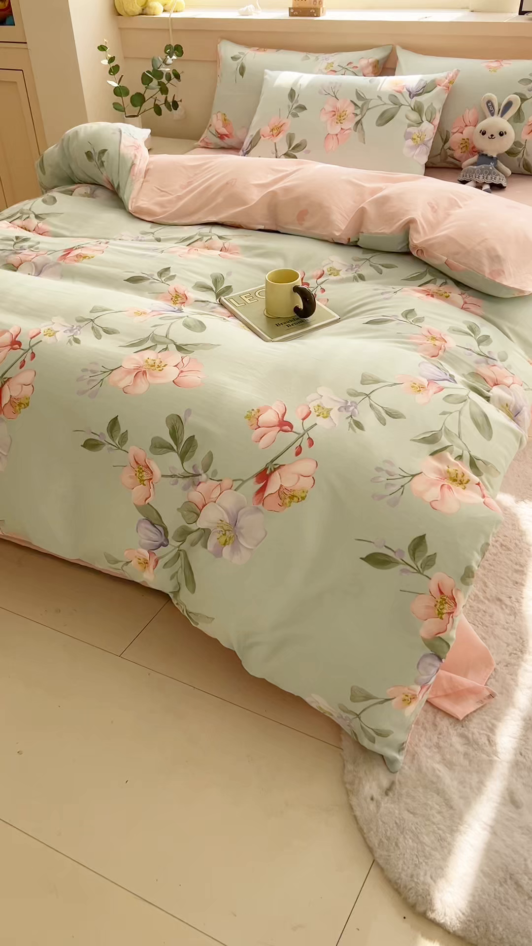 91家纺网 家纺一手货源 找家纺 爱诗诺家纺 2026新款100%全棉纯棉印花四件套【送货上门.多少都可以送】 云想花荣绿