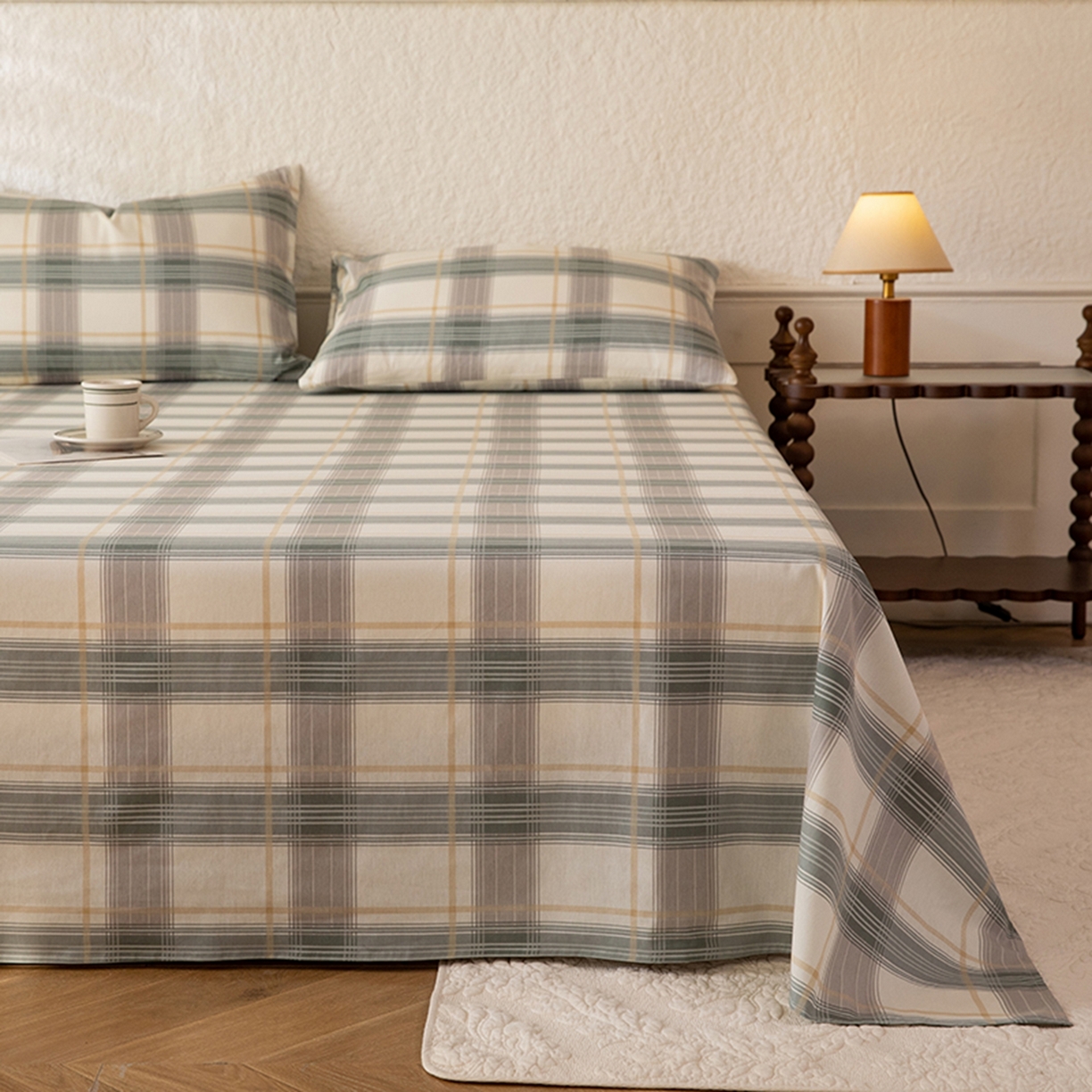 91家纺网 家纺一手货源 找家纺 八十八家纺 2026新款无印风全棉纯棉斜纹条格单床单床单单件单品床单 山竹