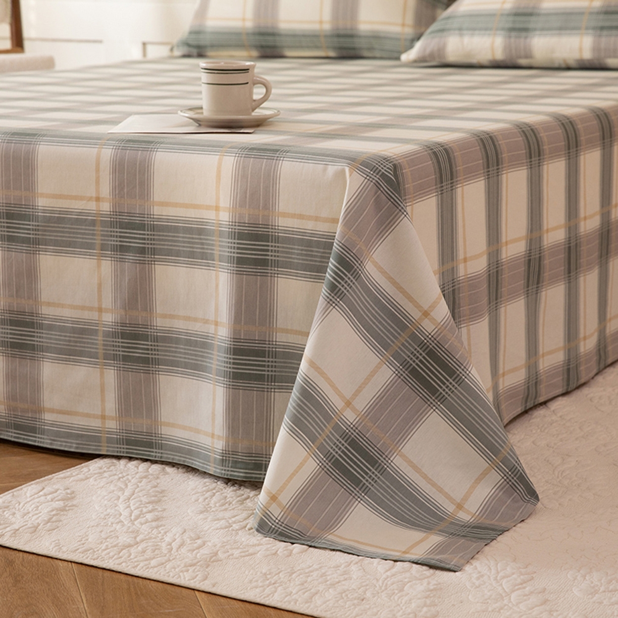 91家纺网 家纺一手货源 找家纺 八十八家纺 2026新款无印风全棉纯棉斜纹条格单床单床单单件单品床单 山竹