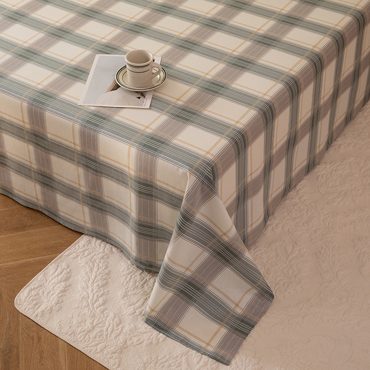 91家纺网 家纺一手货源 找家纺 八十八家纺 2026新款无印风全棉纯棉斜纹条格单床单床单单件单品床单 山竹