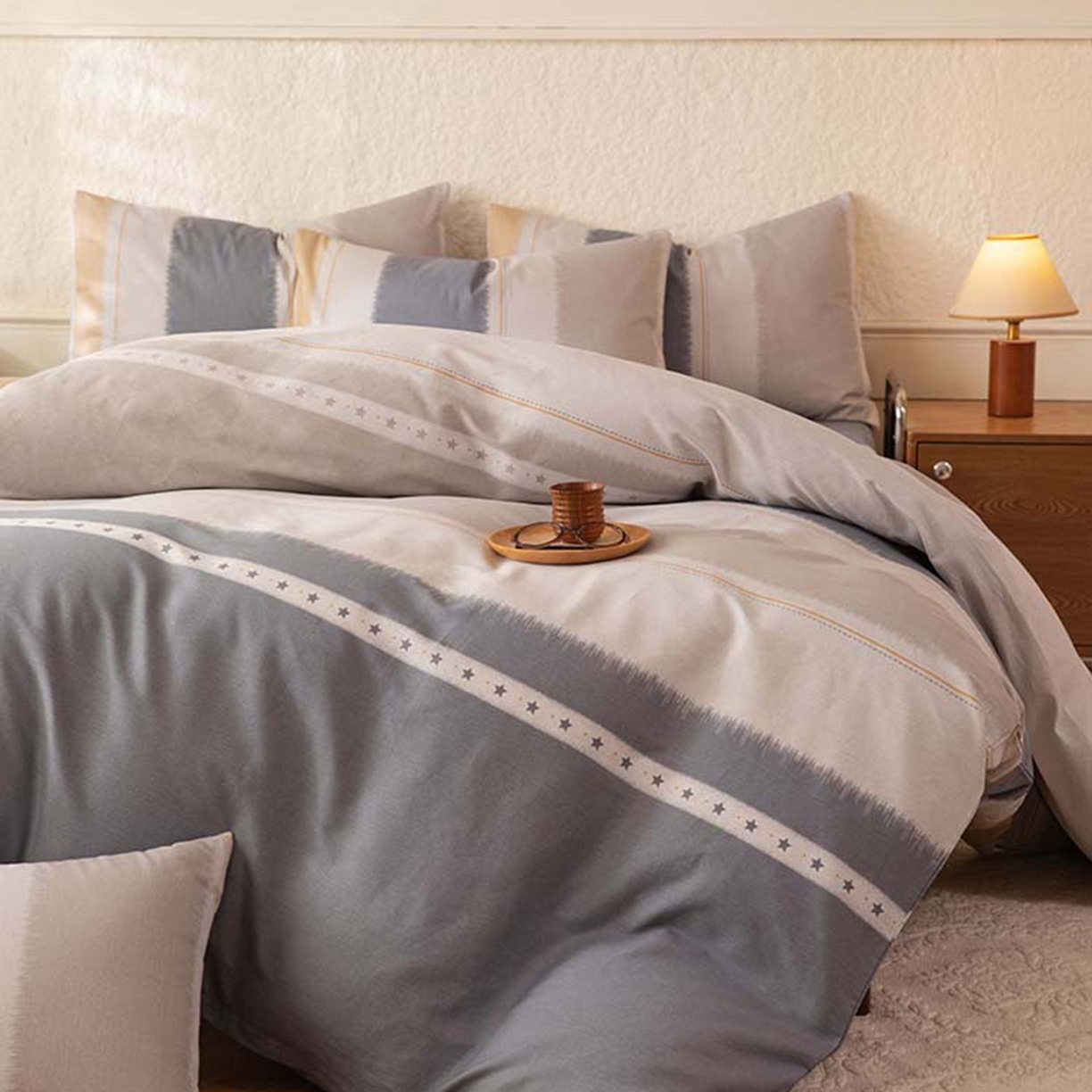 91家纺网 家纺一手货源 找家纺 八十八家纺 2026新款无印风全棉纯棉斜纹条格单被套被套单件单品被套 木兰