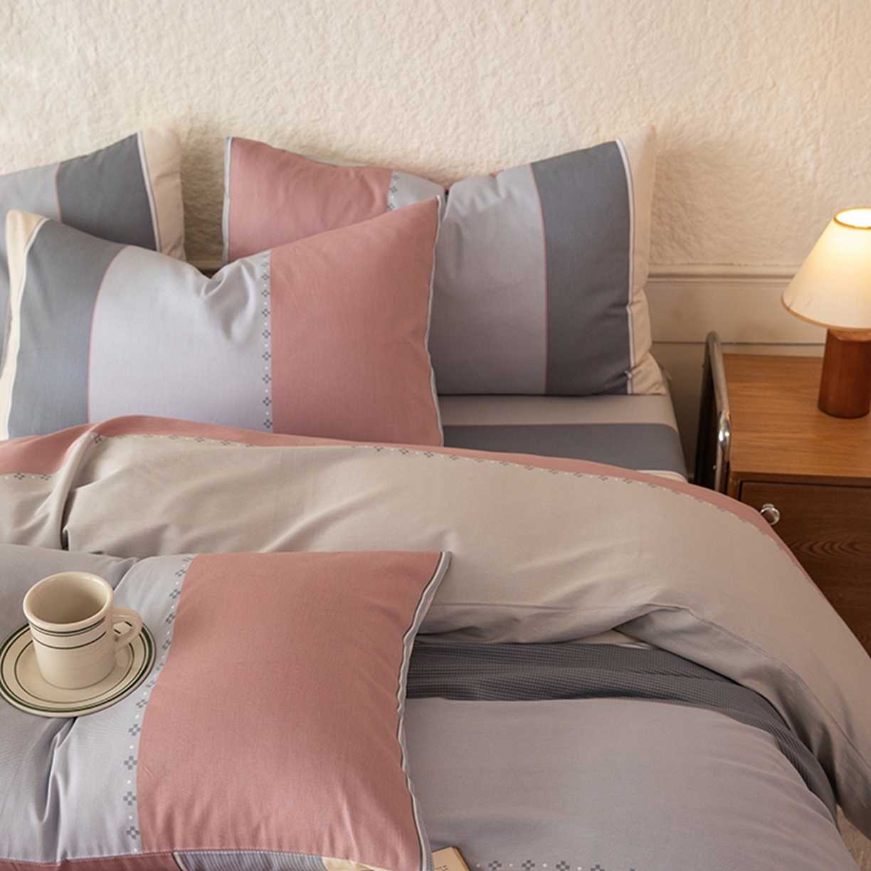 91家纺网 家纺一手货源 找家纺 八十八家纺 2026新款无印风全棉纯棉斜纹条格单被套被套单件单品被套 木本