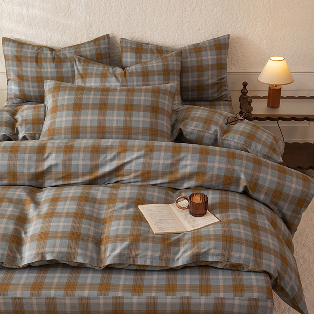 91家纺网 家纺一手货源 找家纺 八十八家纺 2026新款无印风全棉纯棉斜纹条格单被套被套单件单品被套 山墨