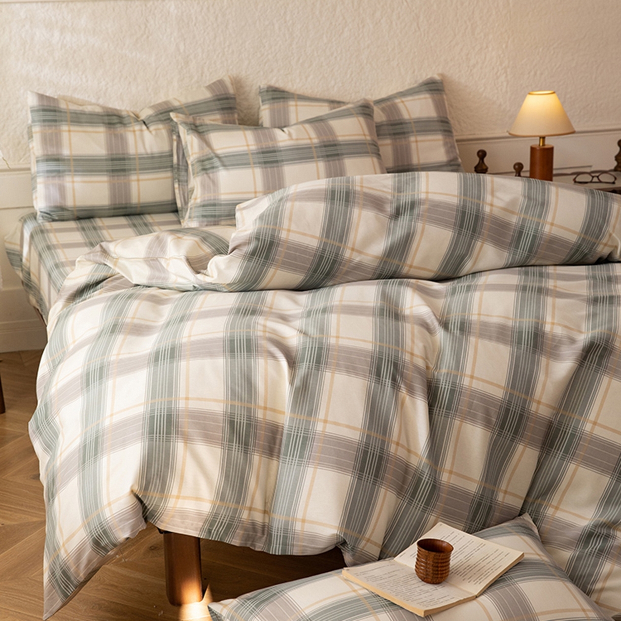 91家纺网 家纺一手货源 找家纺 八十八家纺 2026新款无印风全棉纯棉斜纹条格单被套被套单件单品被套 山竹