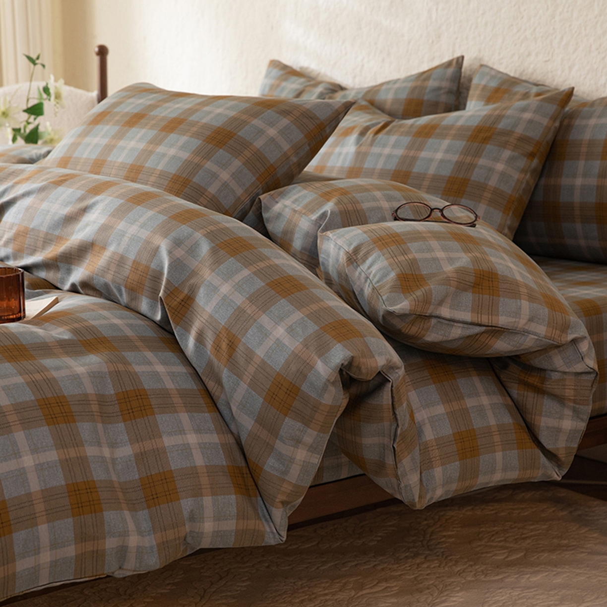 91家纺网 家纺一手货源 找家纺 八十八家纺 2026新款无印风全棉纯棉斜纹条格单被套被套单件单品被套 山墨