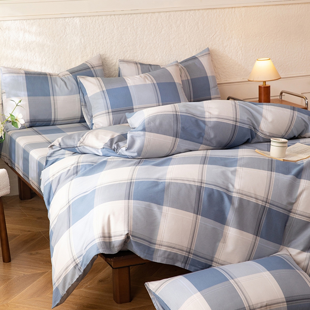 91家纺网 家纺一手货源 找家纺 八十八家纺 2026新款无印风全棉纯棉斜纹条格单被套被套单件单品被套 山禾