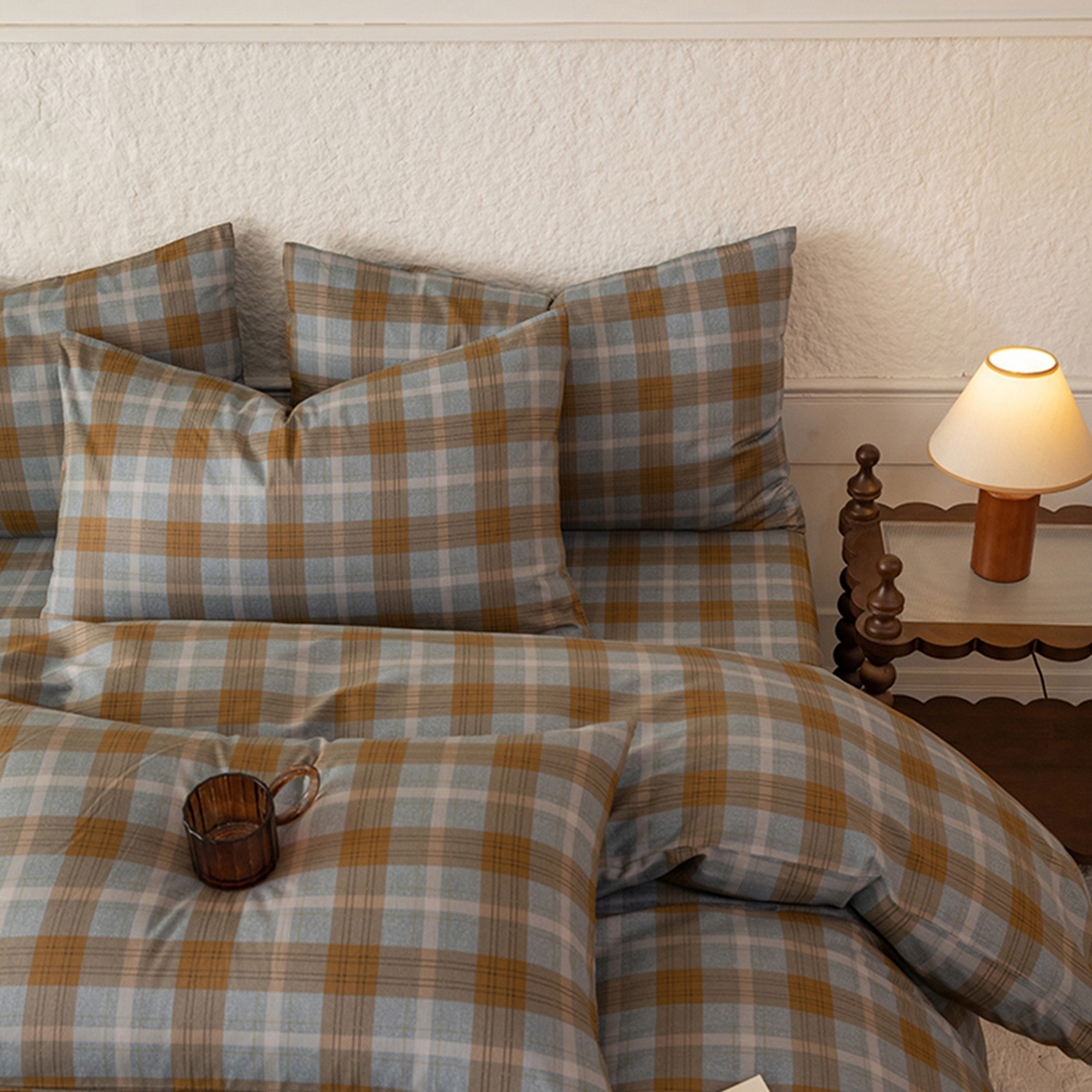 91家纺网 家纺一手货源 找家纺 八十八家纺 2026新款无印风全棉纯棉斜纹条格单被套被套单件单品被套 山墨