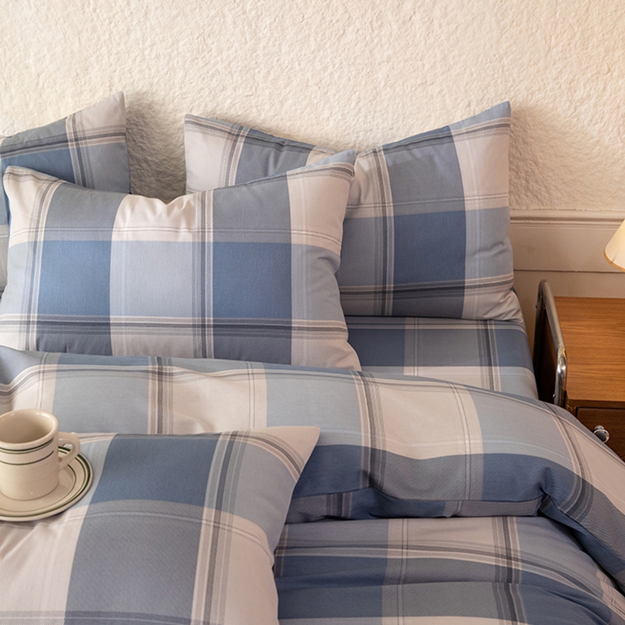 91家纺网 家纺一手货源 找家纺 八十八家纺 2026新款无印风全棉纯棉斜纹条格单被套被套单件单品被套 山禾