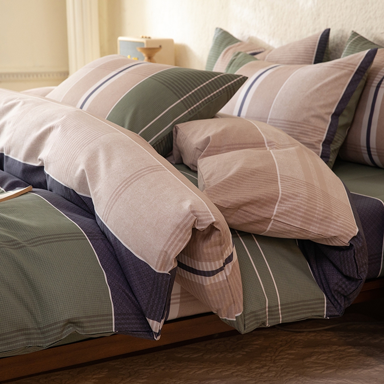 91家纺网 家纺一手货源 找家纺 八十八家纺 2026新款无印风全棉纯棉斜纹条格单被套被套单件单品被套 木夕