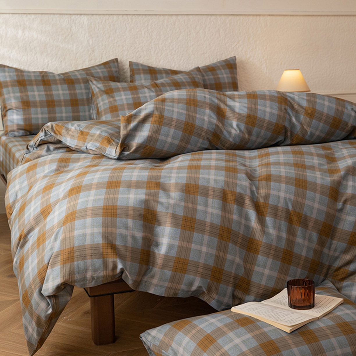 91家纺网 家纺一手货源 找家纺 八十八家纺 2026新款无印风全棉纯棉斜纹条格单被套被套单件单品被套 山墨