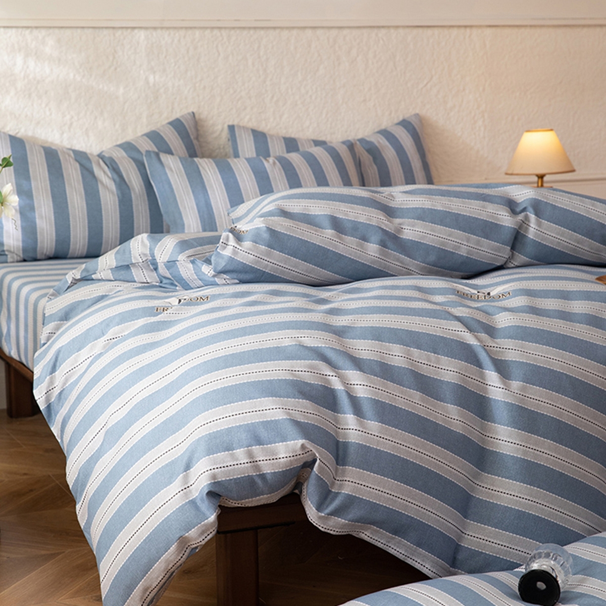 91家纺网 家纺一手货源 找家纺 八十八家纺 2026新款无印风全棉纯棉斜纹条格单被套被套单件单品被套 木夏