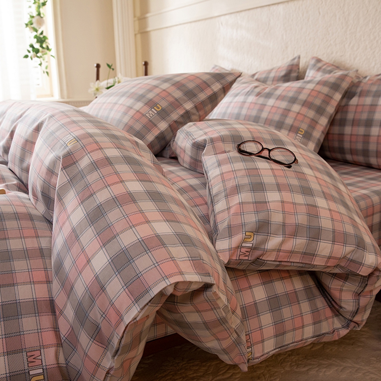 91家纺网 家纺一手货源 找家纺 八十八家纺 2026新款无印风全棉纯棉斜纹条格单被套被套单件单品被套 青居