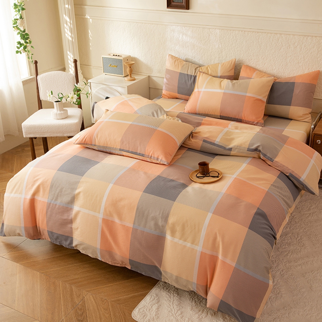 91家纺网 家纺一手货源 找家纺 八十八家纺 2026新款无印风全棉纯棉斜纹条格单被套被套单件单品被套 山南