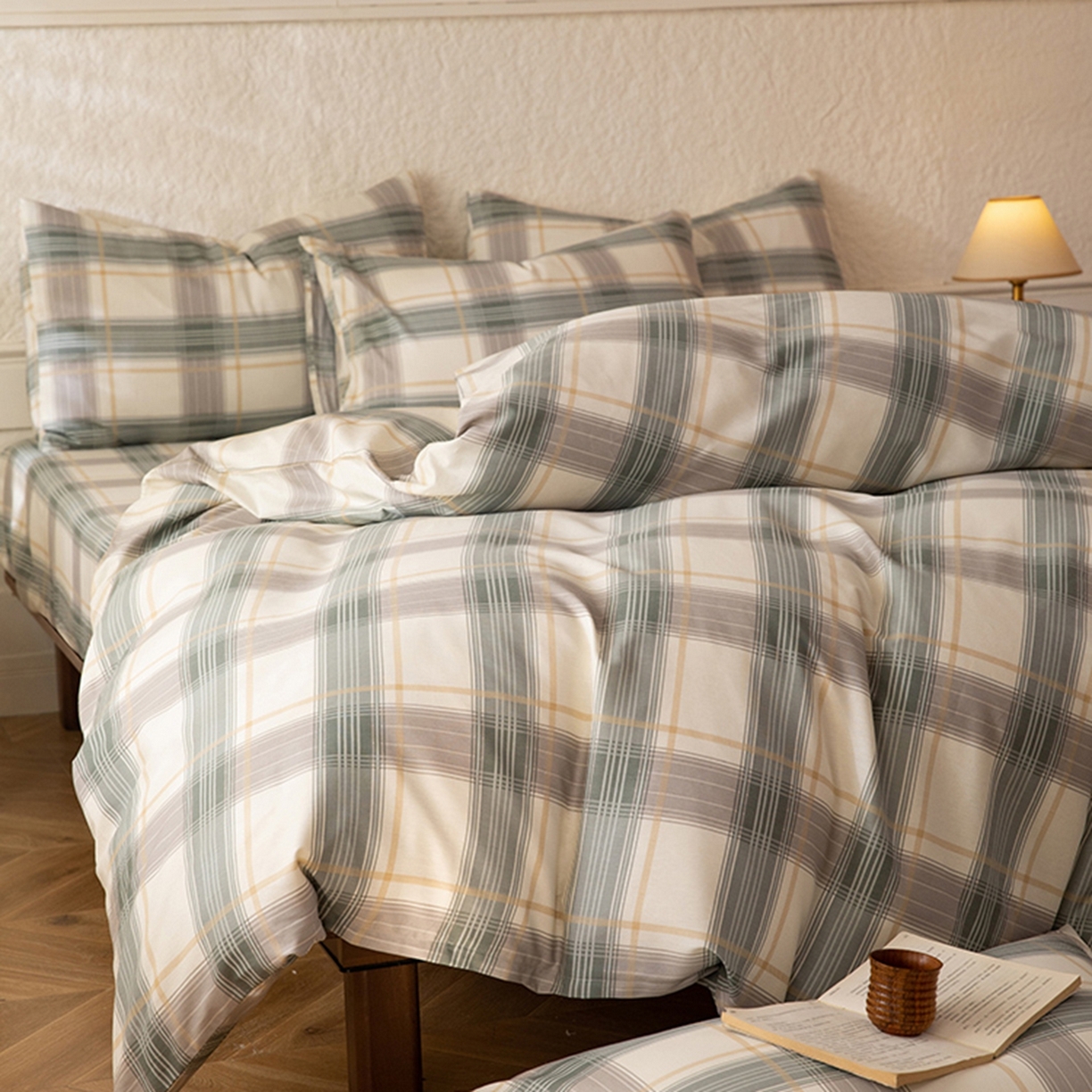 91家纺网 家纺一手货源 找家纺 八十八家纺 2026新款无印风全棉纯棉斜纹条格单被套被套单件单品被套 山竹