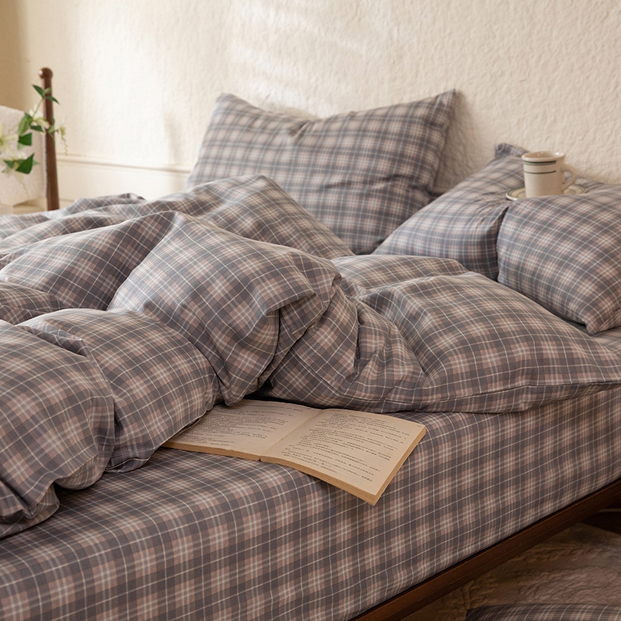 91家纺网 家纺一手货源 找家纺 八十八家纺 2026新款无印风全棉纯棉斜纹条格单被套被套单件单品被套 青曼