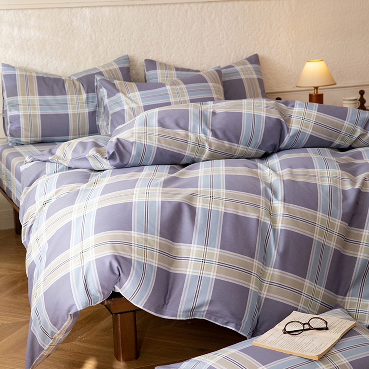 91家纺网 家纺一手货源 找家纺 八十八家纺 2026新款无印风全棉纯棉斜纹条格单被套被套单件单品被套 山月