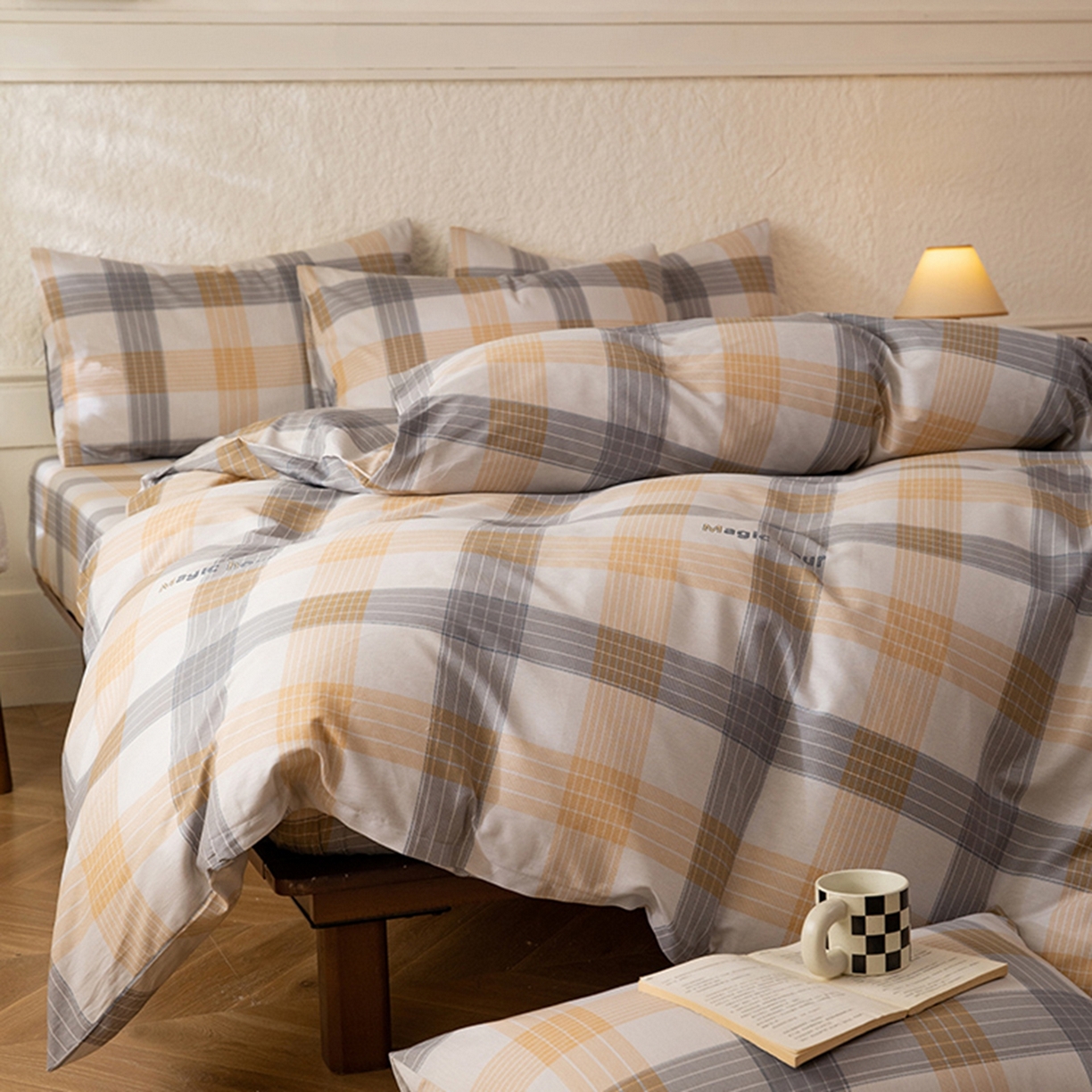 91家纺网 家纺一手货源 找家纺 八十八家纺 2026新款无印风全棉纯棉斜纹条格单被套被套单件单品被套 山川