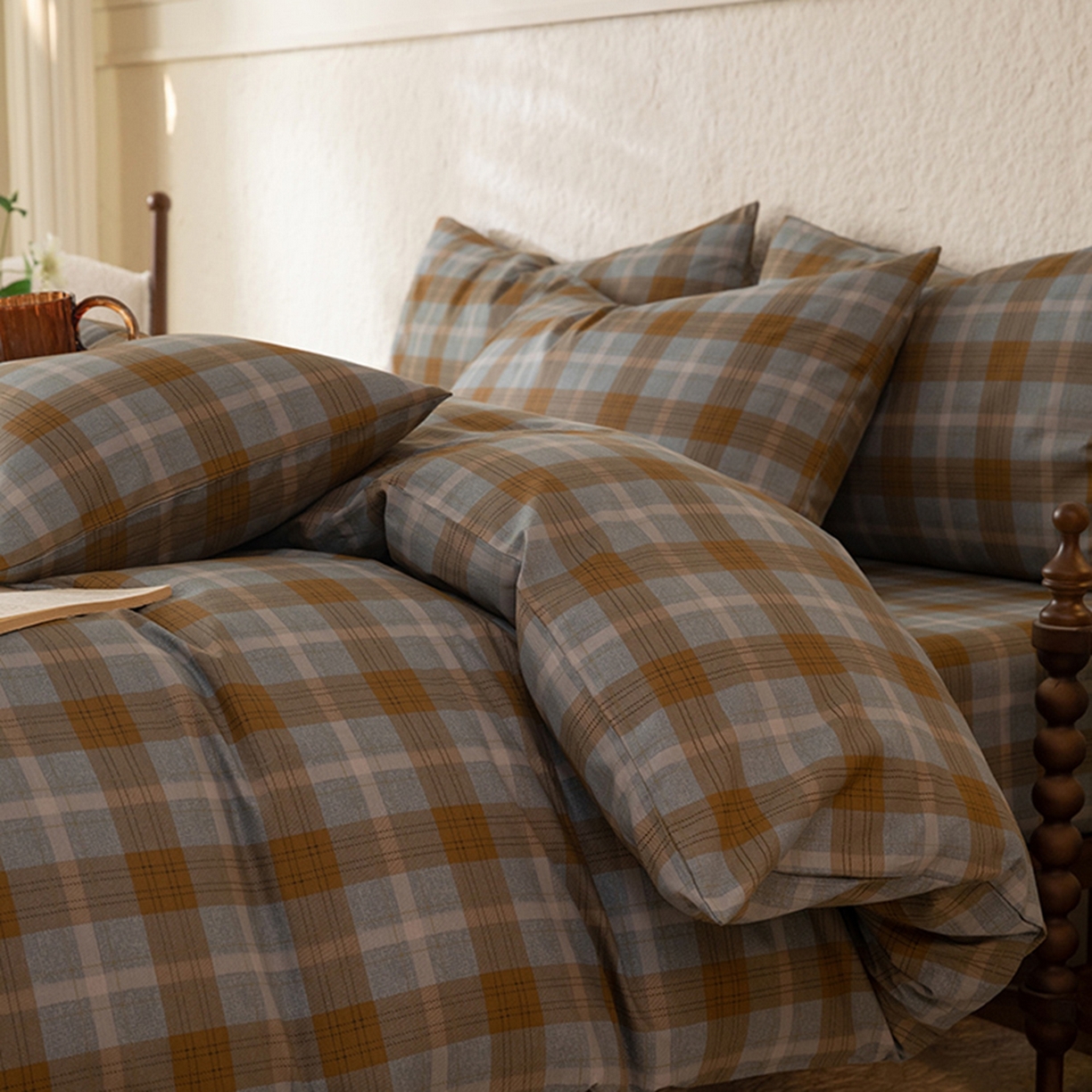 91家纺网 家纺一手货源 找家纺 八十八家纺 2026新款无印风全棉纯棉斜纹条格单被套被套单件单品被套 山墨