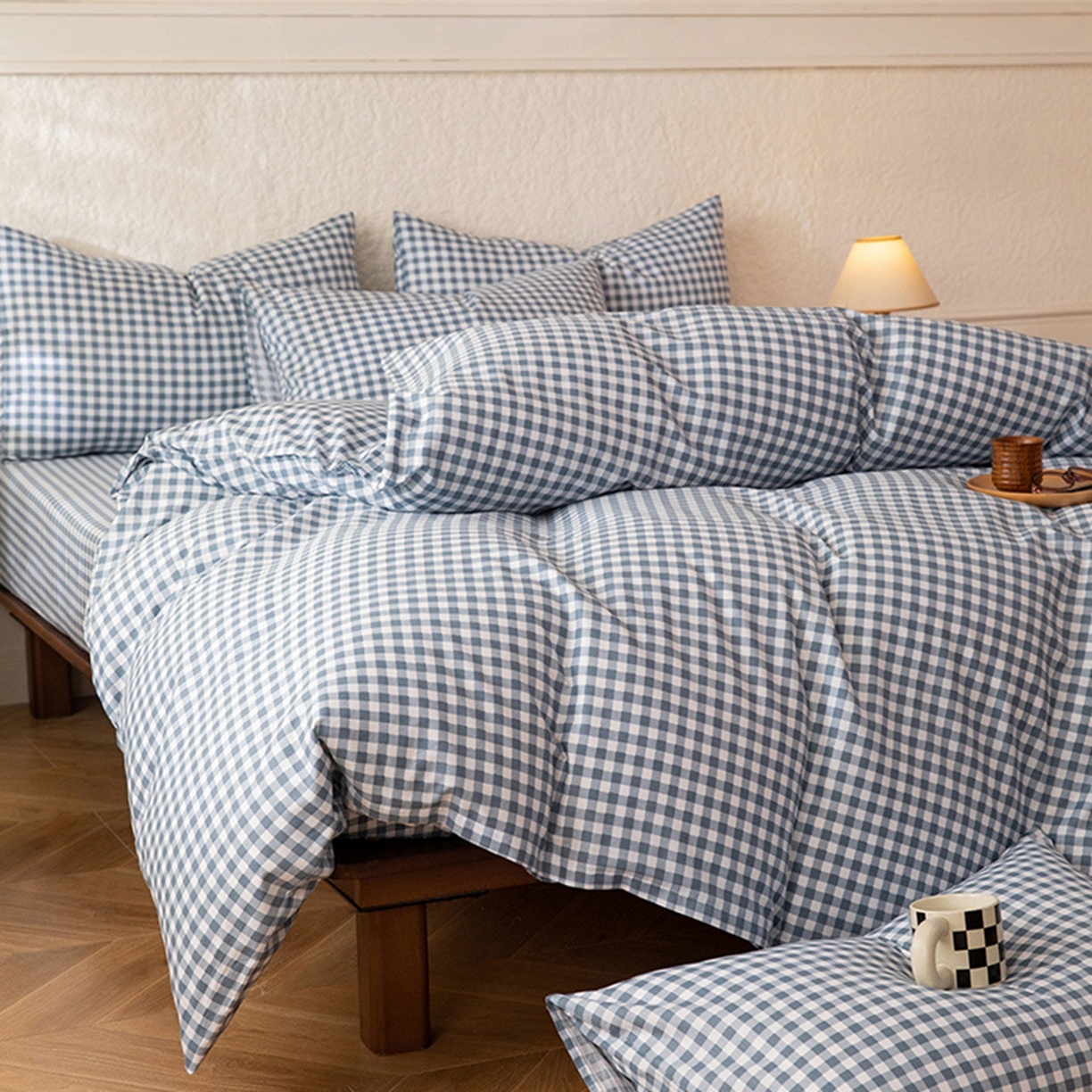 91家纺网 家纺一手货源 找家纺 八十八家纺 2026新款无印风全棉纯棉斜纹条格单被套被套单件单品被套 青田