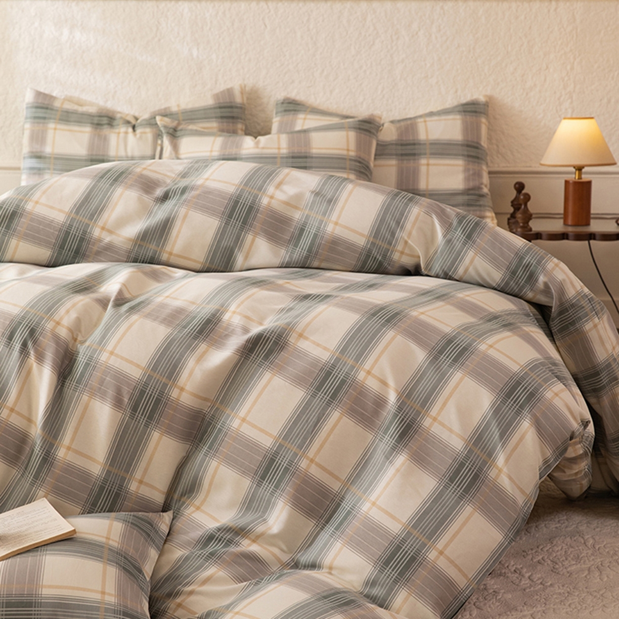 91家纺网 家纺一手货源 找家纺 八十八家纺 2026新款无印风全棉纯棉斜纹条格单被套被套单件单品被套 山竹