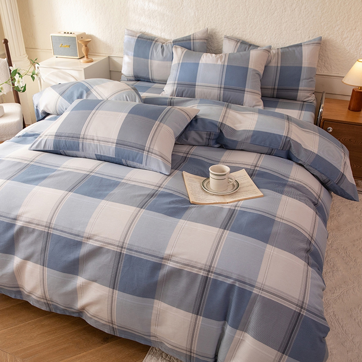 八十八家纺 2026新款无印风全棉纯棉斜纹条格单被套被套单件单品被套 山禾