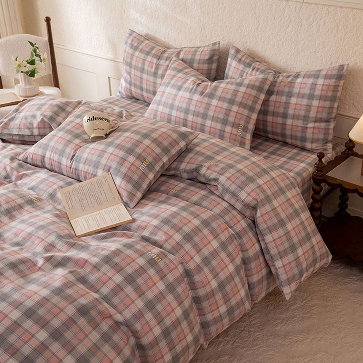 91家纺网 家纺一手货源 找家纺 八十八家纺 2026新款无印风全棉纯棉斜纹条格单被套被套单件单品被套 青居