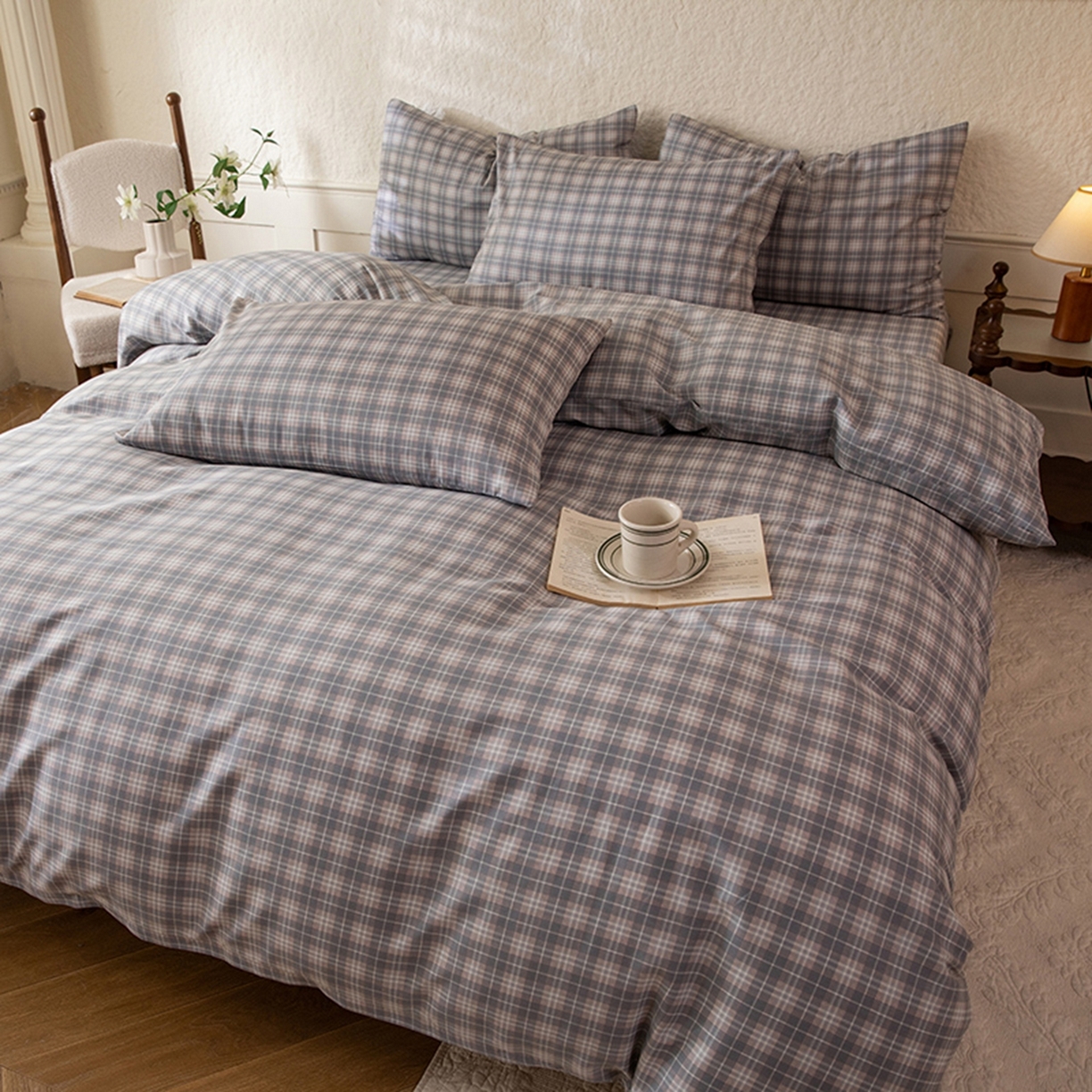 91家纺网 家纺一手货源 找家纺 （总）八十八家纺 2026新款无印风全棉纯棉斜纹条格单被套被套单件单品被套