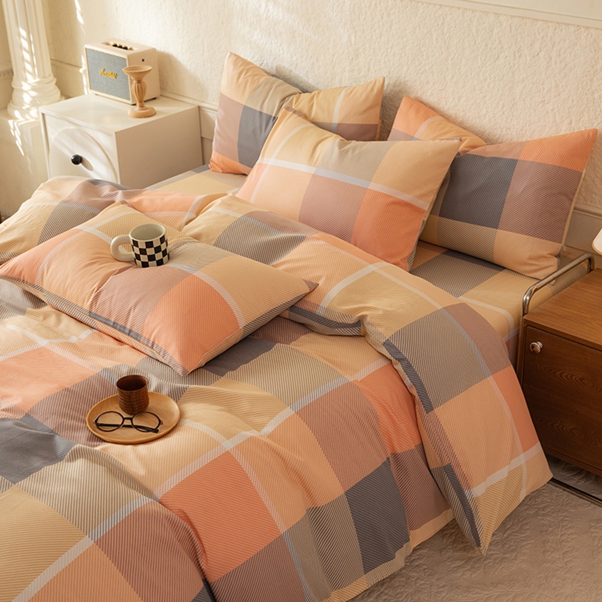 91家纺网 家纺一手货源 找家纺 八十八家纺 2026新款无印风全棉纯棉斜纹条格单被套被套单件单品被套 山南