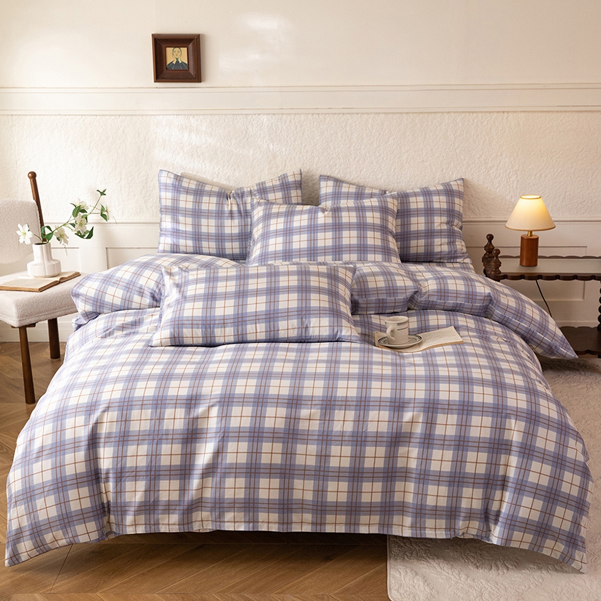 91家纺网 家纺一手货源 找家纺 八十八家纺 2026新款无印风全棉纯棉斜纹条格单被套被套单件单品被套 青岚