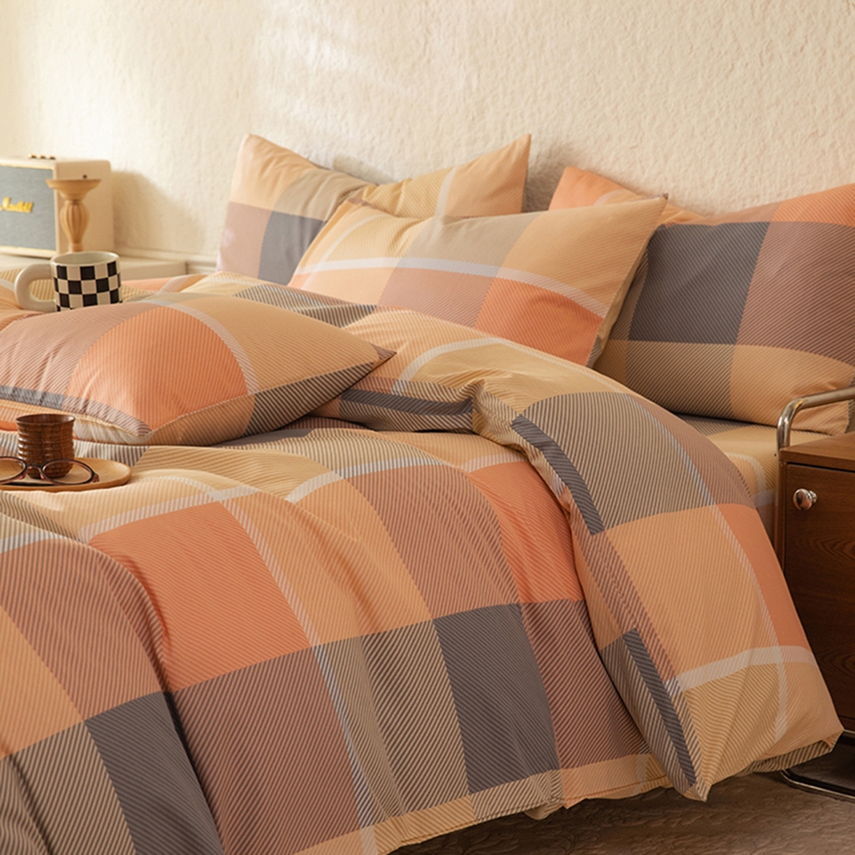 91家纺网 家纺一手货源 找家纺 八十八家纺 2026新款无印风全棉纯棉斜纹条格单被套被套单件单品被套 山南