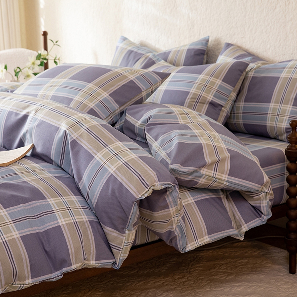 91家纺网 家纺一手货源 找家纺 八十八家纺 2026新款无印风全棉纯棉斜纹条格单被套被套单件单品被套 山月