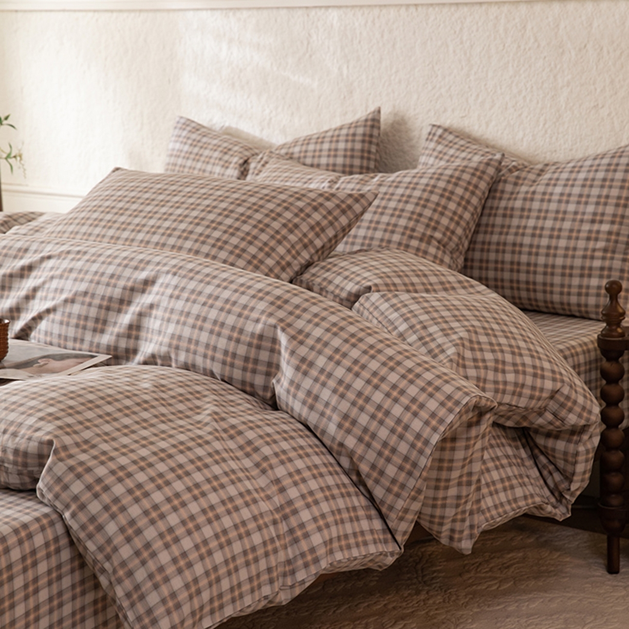 91家纺网 家纺一手货源 找家纺 八十八家纺 2026新款无印风全棉纯棉斜纹条格单被套被套单件单品被套 青忆