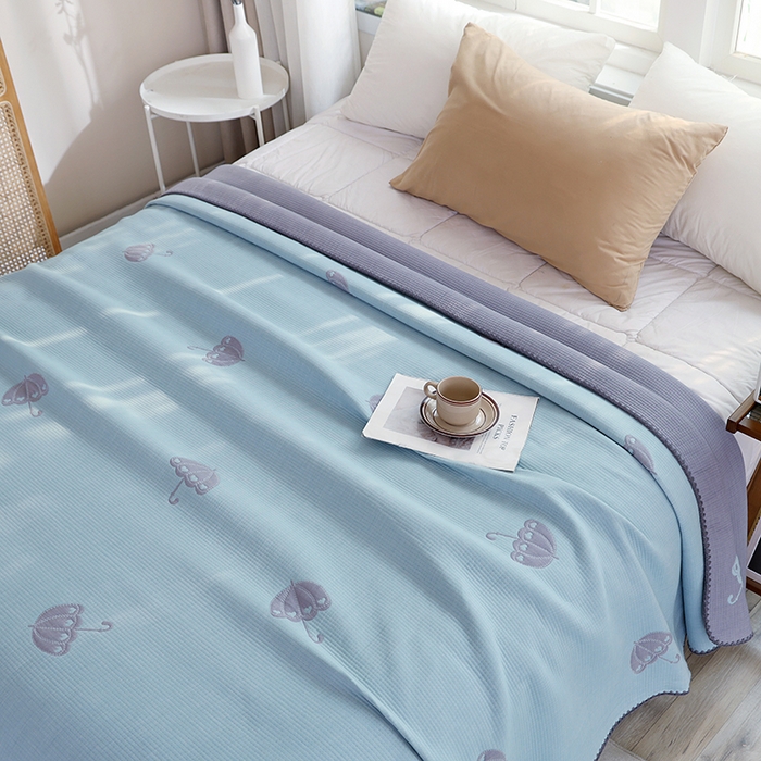 91家纺网 家纺一手货源 找家纺 朴尔家纺-毛巾被 2026新款柔绵绵风贝壳针复合工艺六层纱布毛巾被盖毯-朴尔经典款常年备货 晨雨-蓝