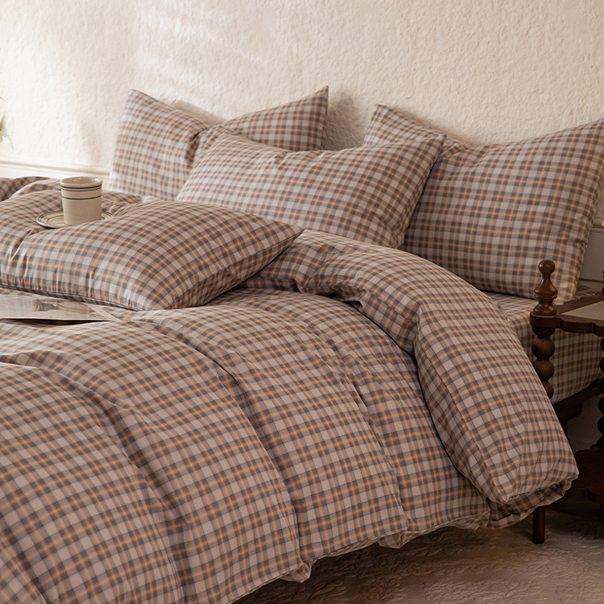 91家纺网 家纺一手货源 找家纺 八十八家纺 2026新款无印风全棉纯棉斜纹条格单被套被套单件单品被套 青忆