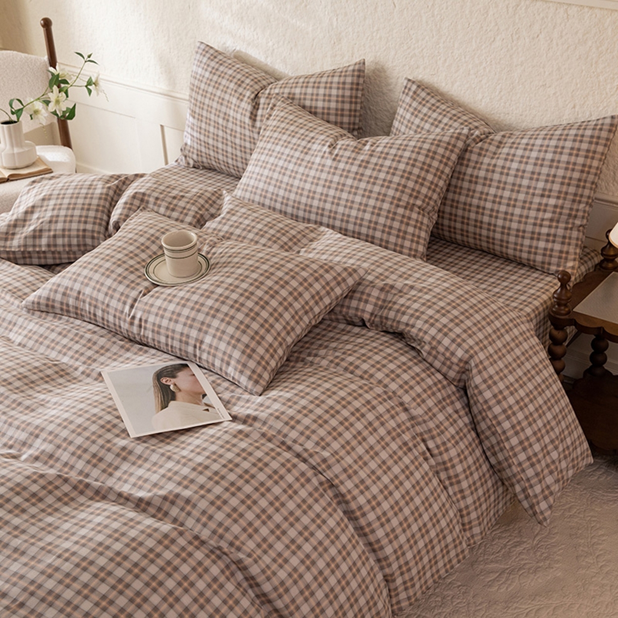 91家纺网 家纺一手货源 找家纺 八十八家纺 2026新款无印风全棉纯棉斜纹条格单被套被套单件单品被套 青忆