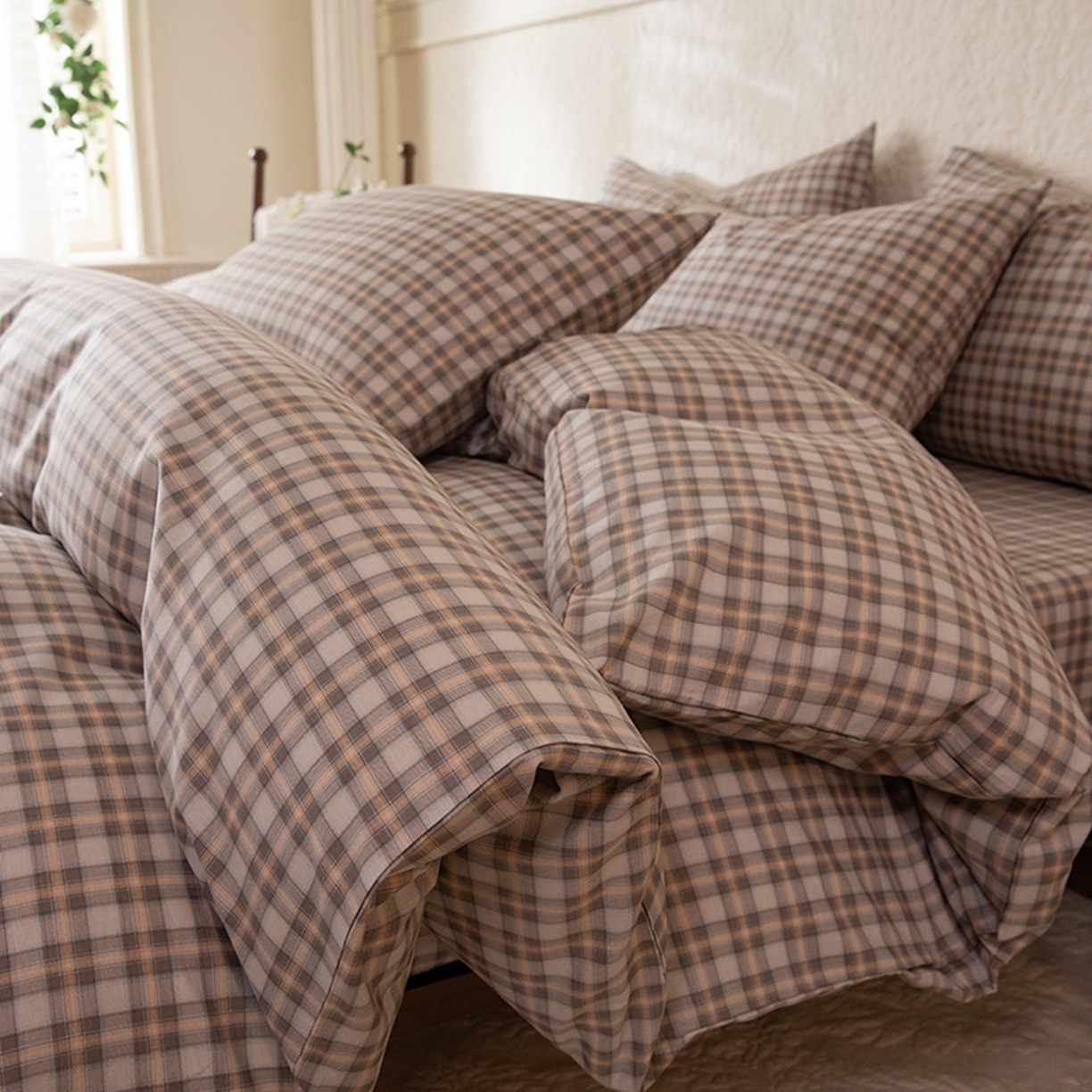 91家纺网 家纺一手货源 找家纺 八十八家纺 2026新款无印风全棉纯棉斜纹条格单被套被套单件单品被套 青忆