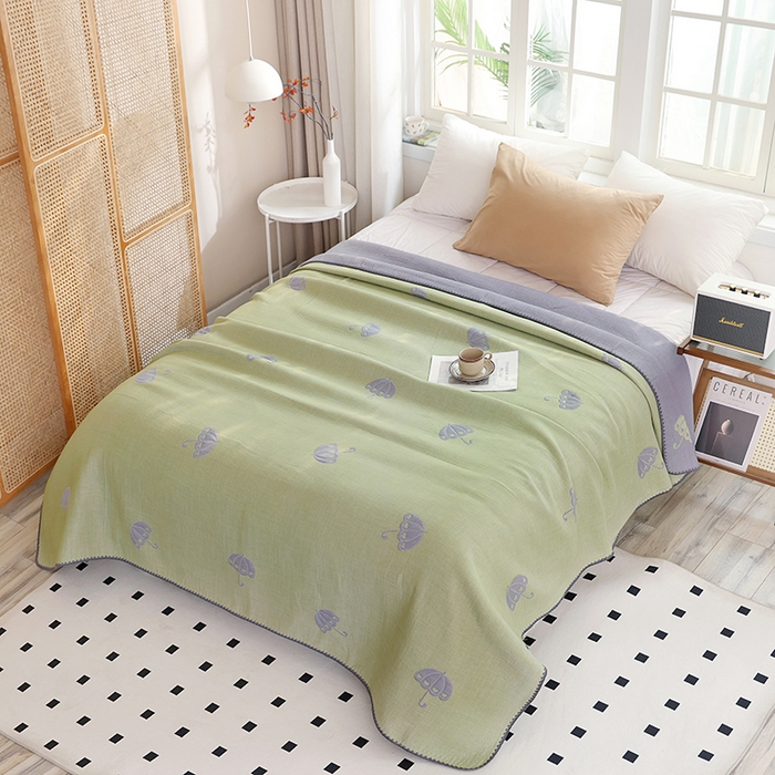 91家纺网 家纺一手货源 找家纺 朴尔家纺-毛巾被 2026新款柔绵绵风贝壳针复合工艺六层纱布毛巾被盖毯-朴尔经典款常年备货 晨雨-绿