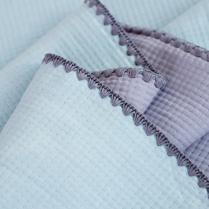 91家纺网 家纺一手货源 找家纺 朴尔家纺-毛巾被 2026新款柔绵绵风贝壳针复合工艺六层纱布毛巾被盖毯-朴尔经典款常年备货 晨雨-蓝