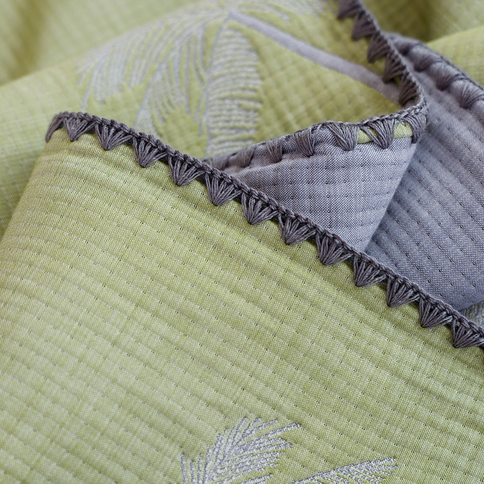 91家纺网 家纺一手货源 找家纺 朴尔家纺-毛巾被 2026新款柔绵绵风贝壳针复合工艺六层纱布毛巾被盖毯-朴尔经典款常年备货 海岛椰林-绿