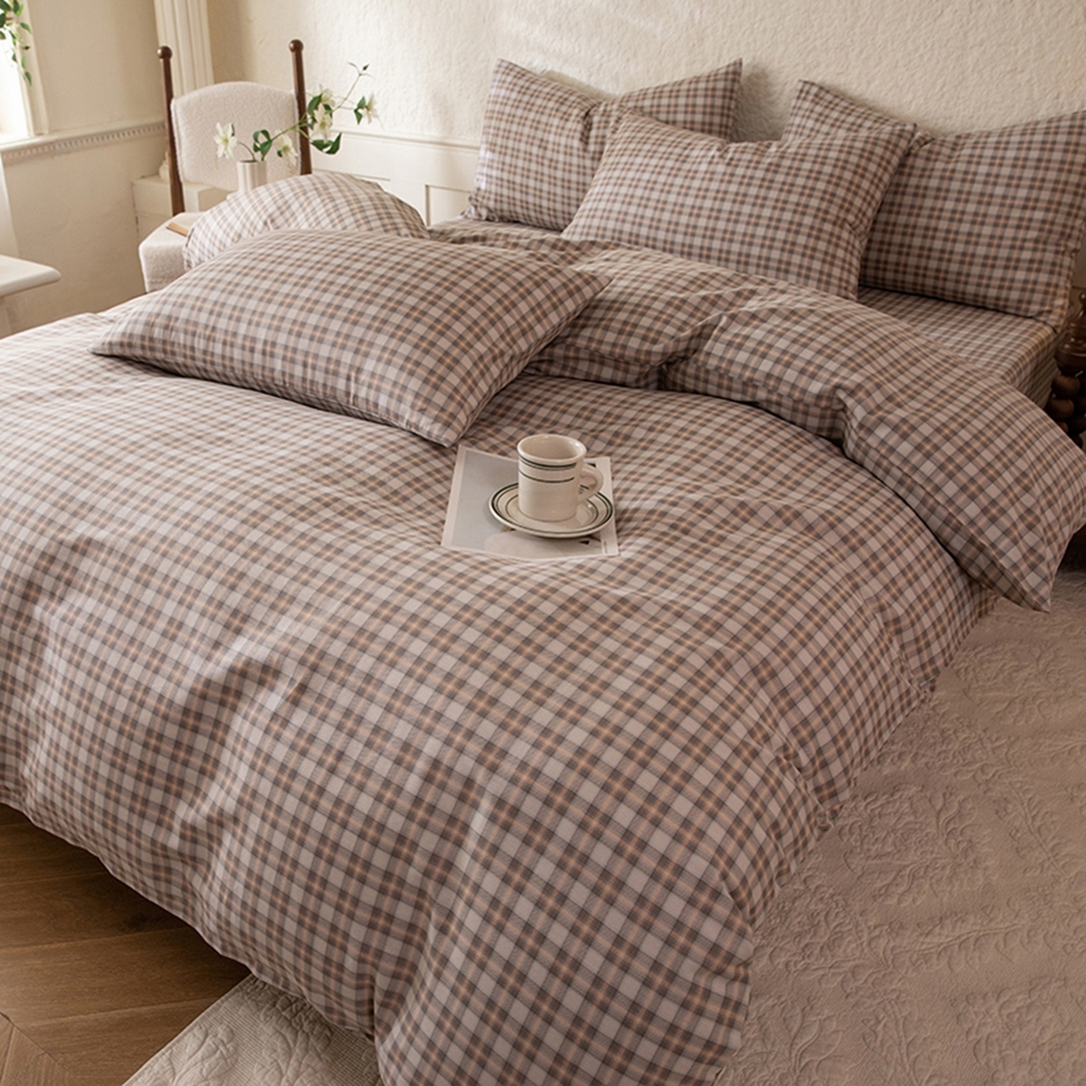 91家纺网 家纺一手货源 找家纺 八十八家纺 2026新款无印风全棉纯棉斜纹条格单被套被套单件单品被套 青忆