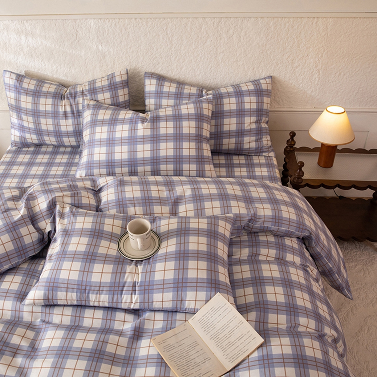 91家纺网 家纺一手货源 找家纺 八十八家纺 2026新款无印风全棉纯棉斜纹条格单被套被套单件单品被套 青岚