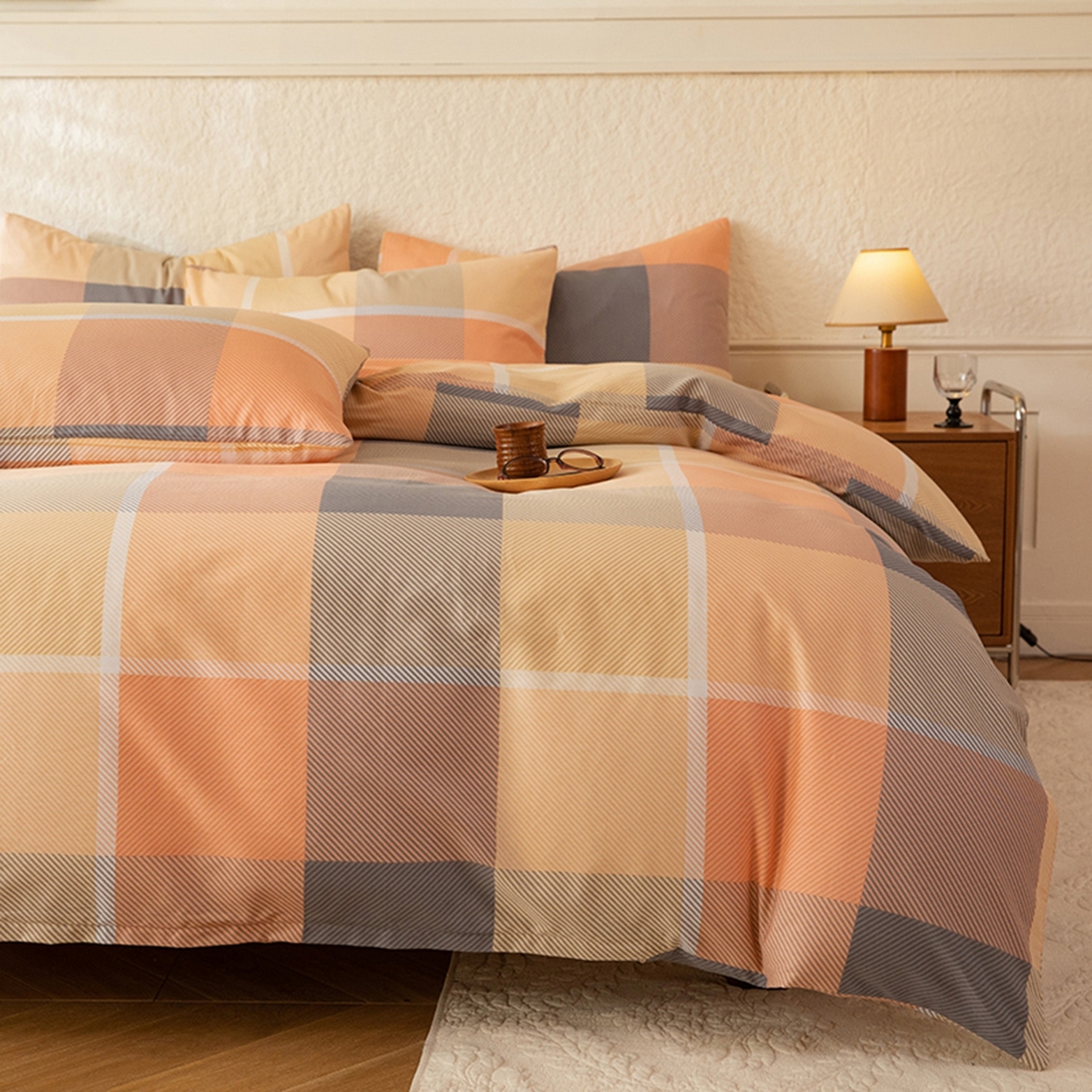 91家纺网 家纺一手货源 找家纺 八十八家纺 2026新款无印风全棉纯棉斜纹条格单被套被套单件单品被套 山南